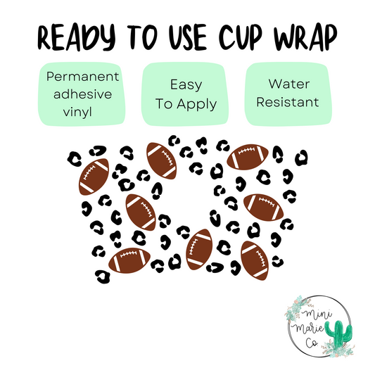 Football Leopard 24oz With Hole Cold Cup Wrap