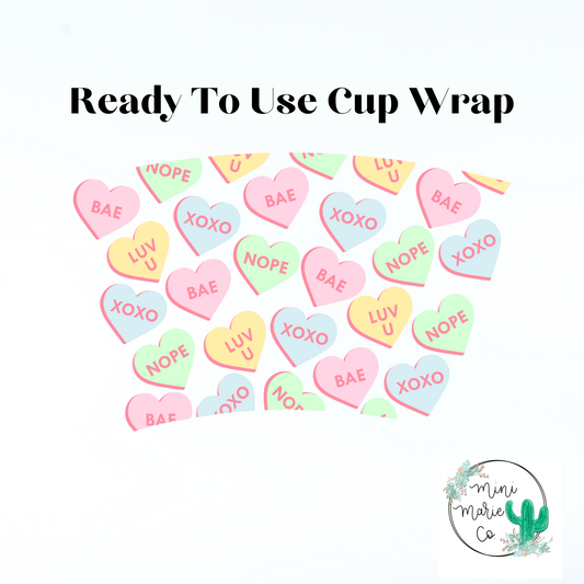 Candy Hearts 24oz NO Hole Cold Cup Wrap