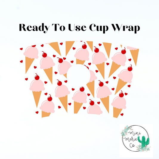 Ice Cream 24oz With Hole Cold Cup Wrap