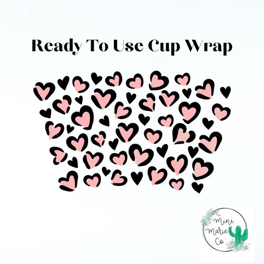 Cheetah Hearts Pink 24oz NO Hole Cold Cup Wrap