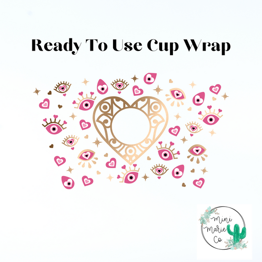 Pink Evil Eye 24oz With Hole Cold Cup Wrap