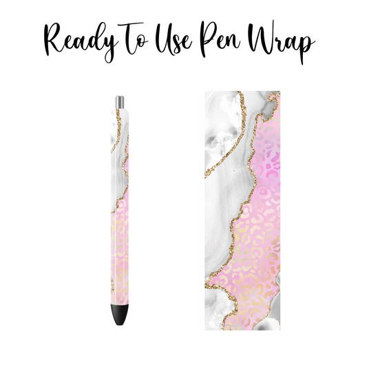 Pink Cheetah Marble Pen Wrap