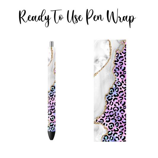 Purple Cheetah Marble Pen Wrap