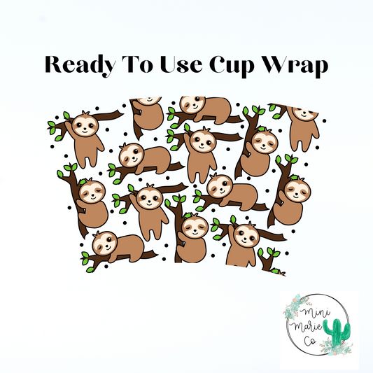 Sloth 24oz NO Hole Cold Cup Wrap