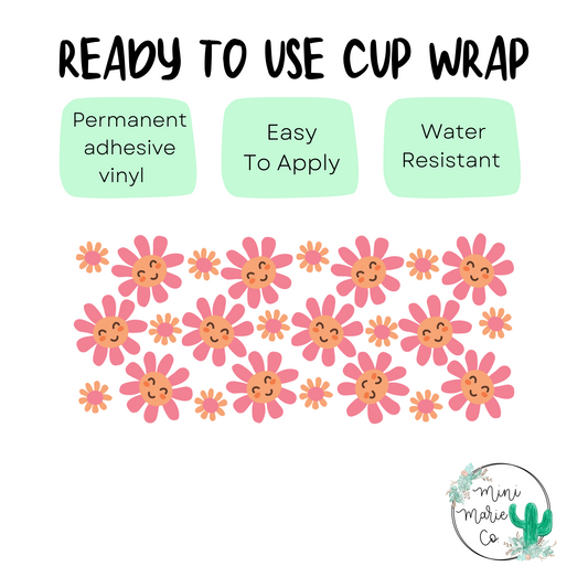 Smiley Flower 16 ounce cup wrap