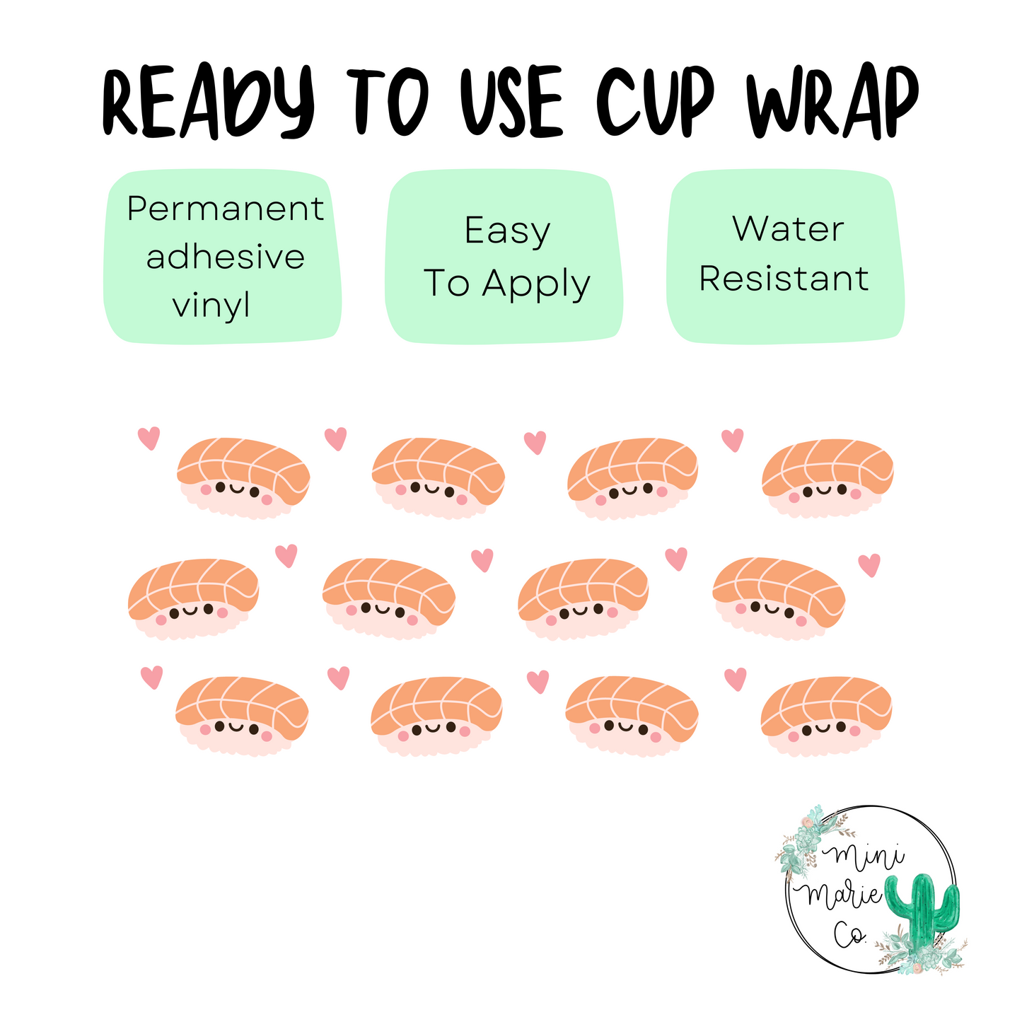 Smiley Sushi 16 ounce cup wrap